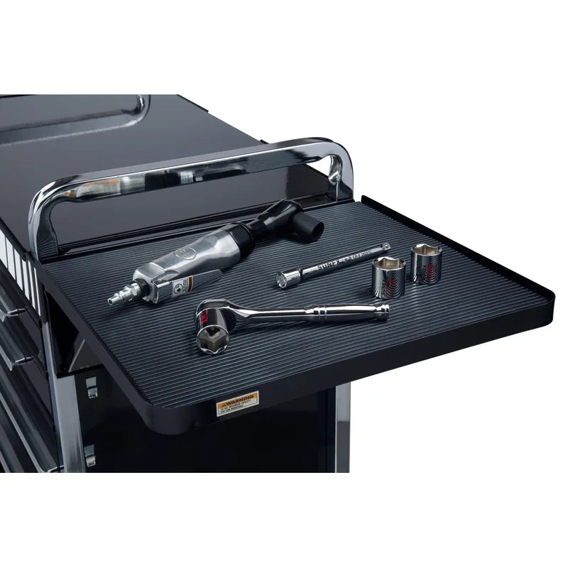 Side work shelf on the black Sunex 8045BK service cart
