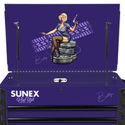 Pin-Up Betty artwork on the open lid of the Sunex 8056FDBETTY cart