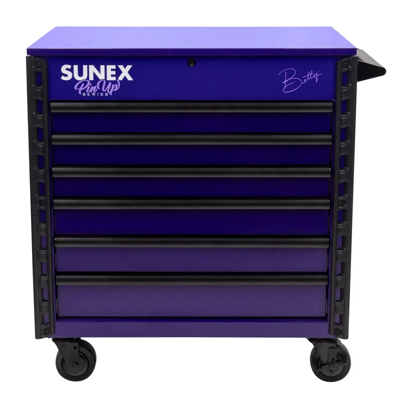 Sunex 8056FDBETTY Pin-Up Plum service cart with lid closed