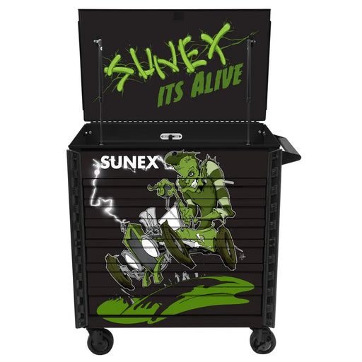 Sunex 8056FDBKALIVE Tony Squindo It's Alive service cart in black with lid open