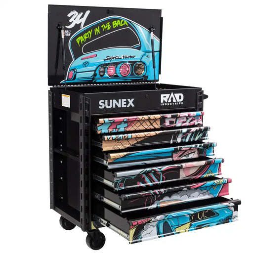 Sunex 8056FDBKRADDAN cart with all 6 drawers extended