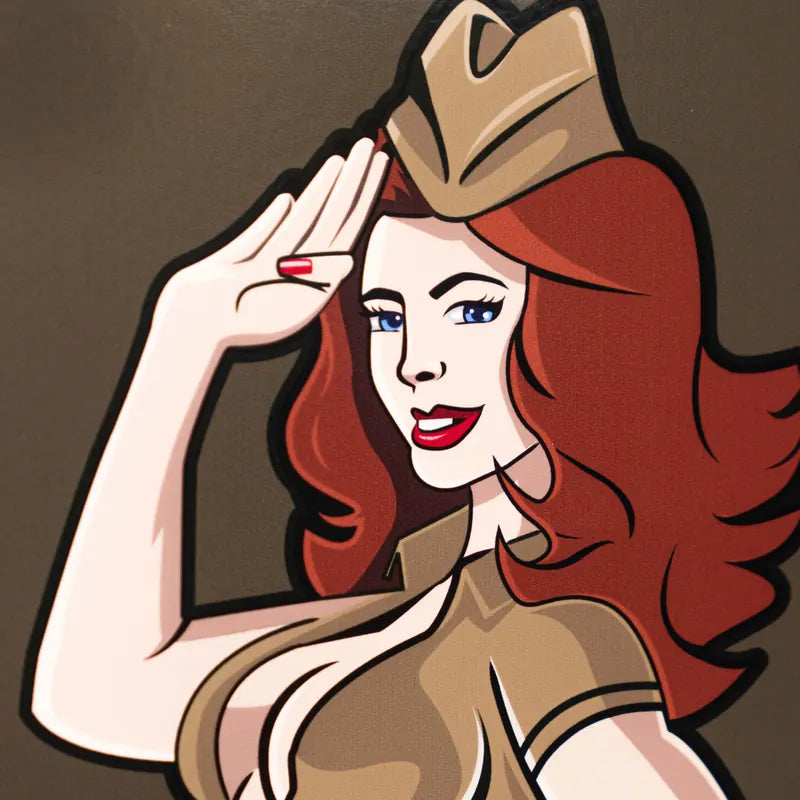 Close-up of the saluting Dorothy pin-up artwork