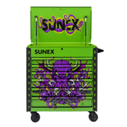 Sunex 8056FDLGCTOOLU Tony Squindo Ctoolu service cart in lime green with lid open