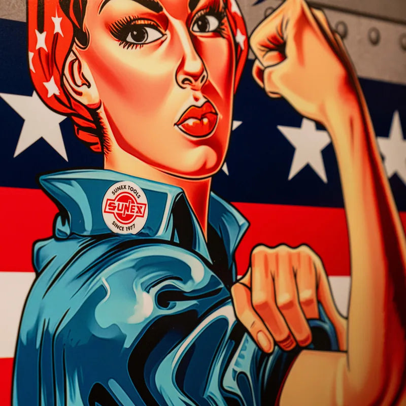 Close-up of the Rosie the Riveter artwork