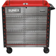 Sunex 8056FDRROSIE service cart front view with riveted drawer fronts