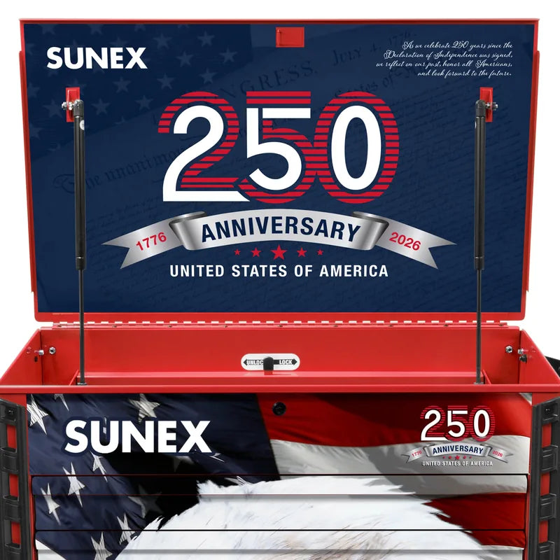 Sunex 8056FDRUSA open lid with 250th Anniversary United States of America graphic