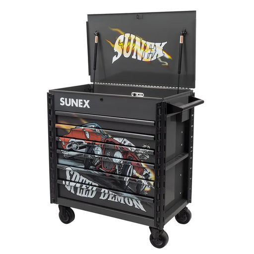 Sunex 8056FDSPEED Tony Squindo Speed Demon service cart in gray with lid open