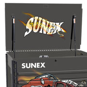Flaming Sunex logo on the open lid of the 8056FDSPEED