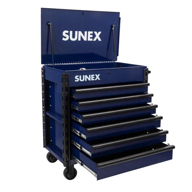 Sunex 8056FD blue service cart top compartment with gas shock lid