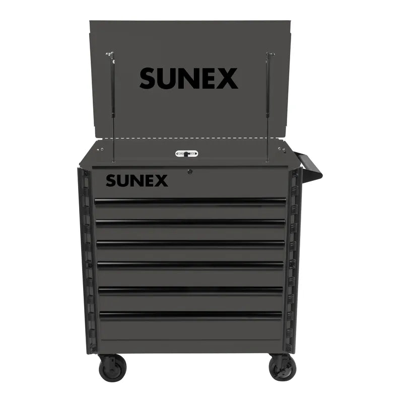 Sunex 8056FD grey service cart with drawers open