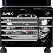 57 Chevy grille artwork across the 8065PCBK57 drawer bank