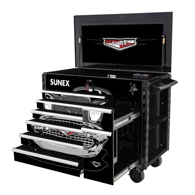 Sunex 8065PCBK57 power cart with 7 drawers extended