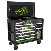 Sunex 8065PCBKALIVE Tony Squindo It's Alive Juic'd Box power cart in black with lid open