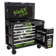 Sunex 8065PCBKALIVE power cart with the power tool drawer pulled out
