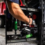 Power tools loaded into the Juic'd Box power tool drawer