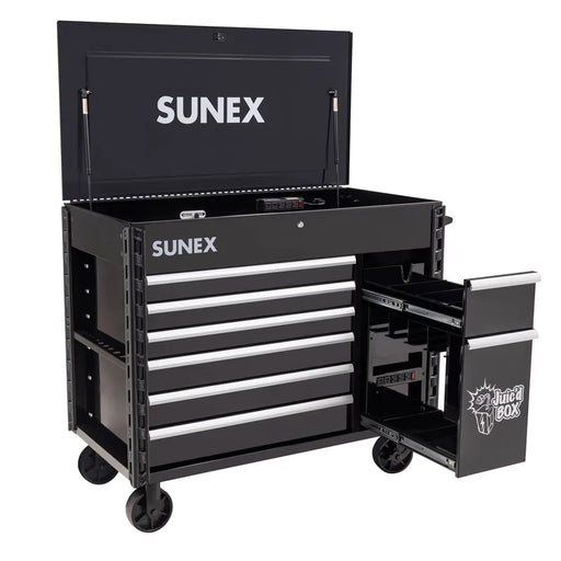 Sunex Tools 8065PC Juic'd Box power cart in black with lid open
