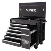 Sunex 8065PC black power cart with all 7 drawers extended