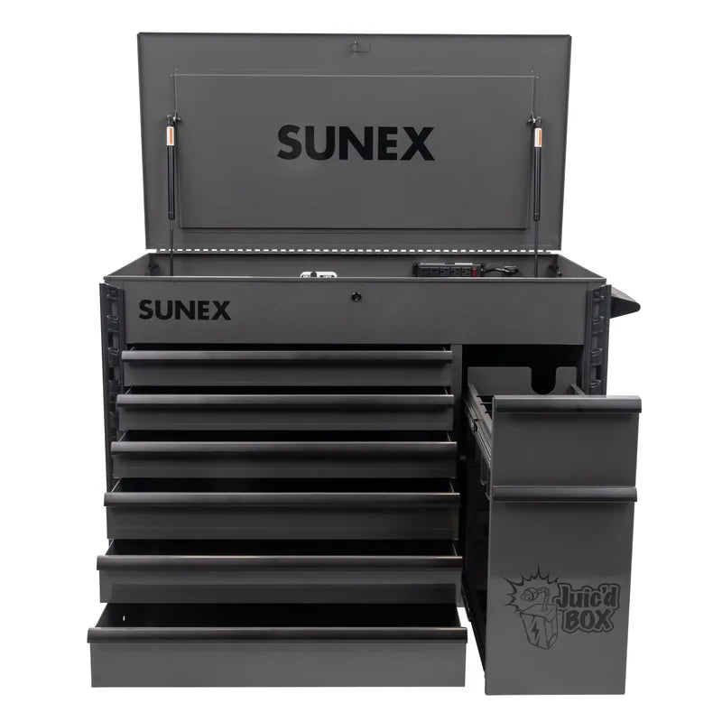 Sunex 8065PC gray cart with modular power tool drawer pulled out