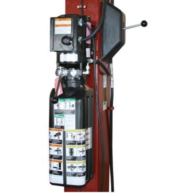 single point mechanical lock release of the Challenger Lifts VLE10 Versymmetric Two-Post Auto