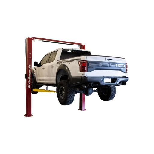 Challenger Lifts VLE10 Versymmetric Two-Post Auto Lift with vehicle on it
