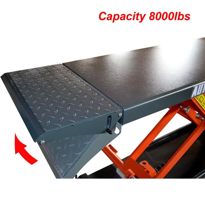 lift bed of the KATOOL X80 Mid-Rise Pneumatic Scissor Lift – 8000 lb Capacity Mobile Lift with Low Profile Design and CE Certification 


