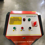 control panel of the KATOOL X90E Mid-Rise Scissor Lift Electric 110V, 8000 lb Capacity
