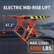 max load of the KATOOL X90E Mid-Rise Scissor Lift Electric 110V, 8000 lb Capacity
