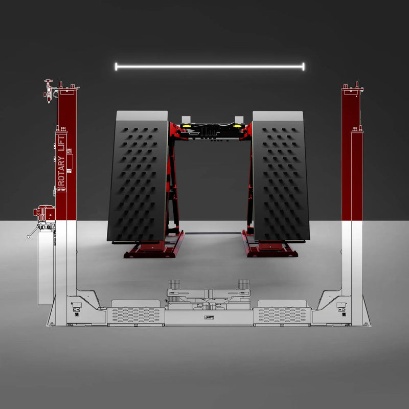Rotary XA14 scissor lift footprint compared with a four-post lift