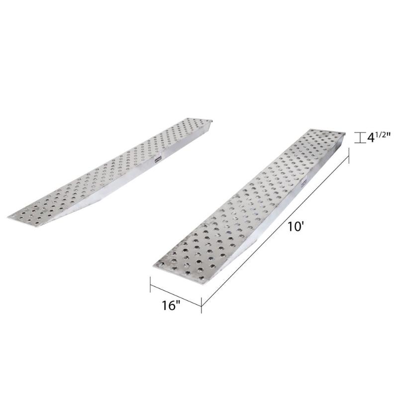 HD Ramps aluminum car ramp showing the exact dimensions of the 10-foot by 16-inch product.
