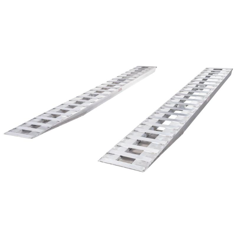 HD Ramps 10-foot aluminum hook-end car trailer ramps with a 5,000 lb per axle capacity.