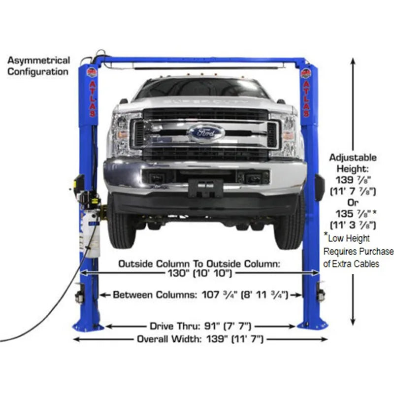 Atlas Platinum PVL10 2-Post Lift Rear View