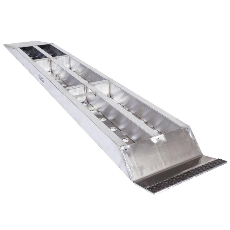 HD Ramps full back view showing the structural supports of the aluminum car trailer ramps.