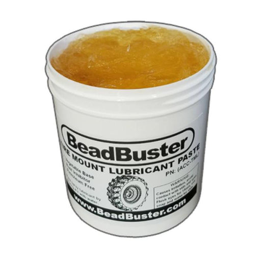 Tire mount lubricant paste from BeadBuster shown with the container open to display the ultra-thick gel consistency.