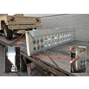 The bunk load leveler component is placed behind the loaded vehicle as a secondary safety restraint/bumper.