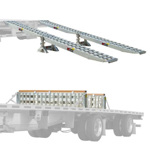 The 23,500 lb HD Ramps Master Kit (SKU: 23-20-192-02-02-MLL-2-KIT) shows ramp setup on top and load leveler below.