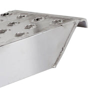 HD Ramps aluminum EZ Traction car ramp hook end detail for securing to a trailer.