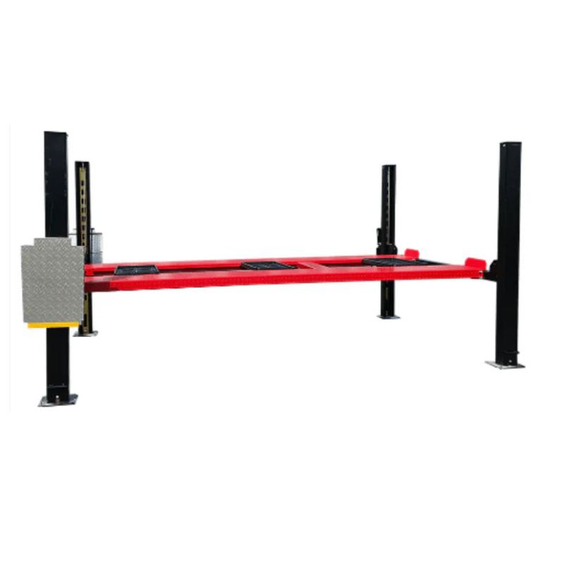 Four post storage lift from Katool showing the complete lift structure designed for professional vehicle storage and service.