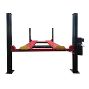 Four post storage lift from Katool shown from the rear highlighting column structure and platform from the opposite end.