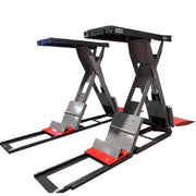 Hydraulic scissor lift from KATOOL with 7,700 lb capacity and 76 inch maximum height for professional vehicle service.