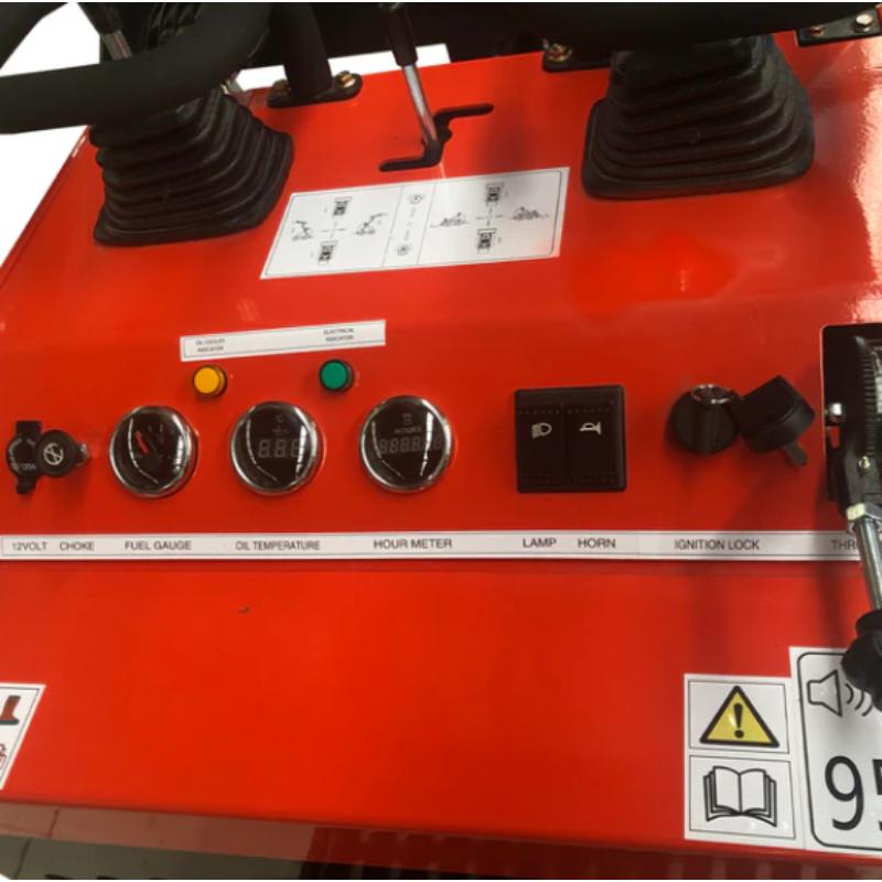 Mini skid steer loader from KATOOL showing the control levers and buttons for intuitive, single‑lever operation.
