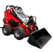 Mini skid steer track loader from KATOOL shown in side view highlighting compact frame and tracked drive system.