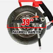 Manual tire changer from Katool showing support for a maximum wheel diameter of up to 39 inches.