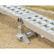 HD Ramps shows the 23,500 lb. 4 bunk step deck ramp system pinned to the adjustable stand.