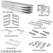 HD Ramps full 23,500 lb. capacity master kit components for 4 ramp and 4 bunk load leveler configuration.