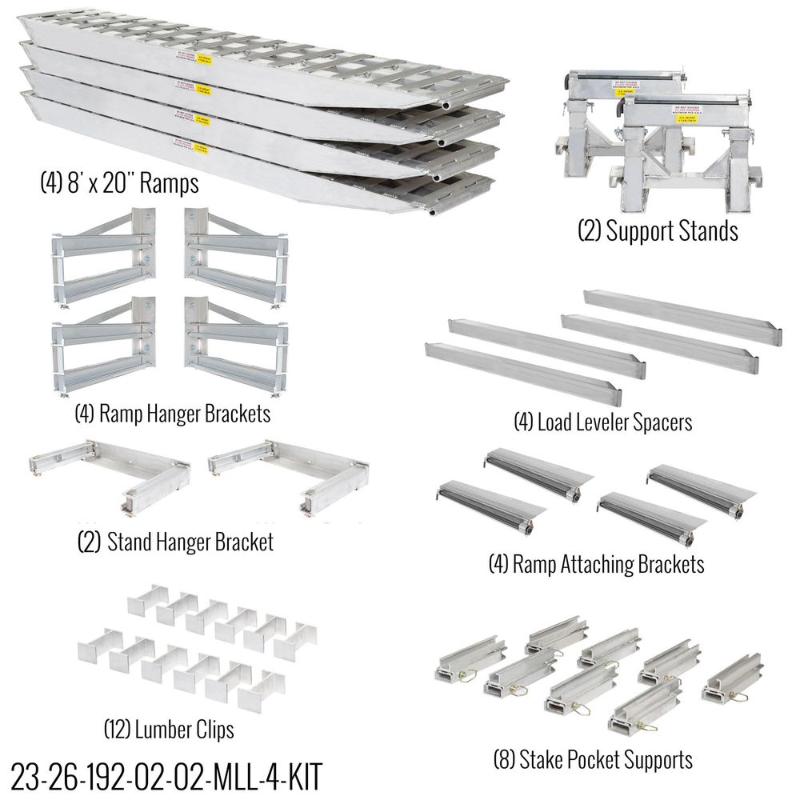 HD Ramps full 23,500 lb. capacity master kit components for 4 ramp and 4 bunk load leveler configuration.
