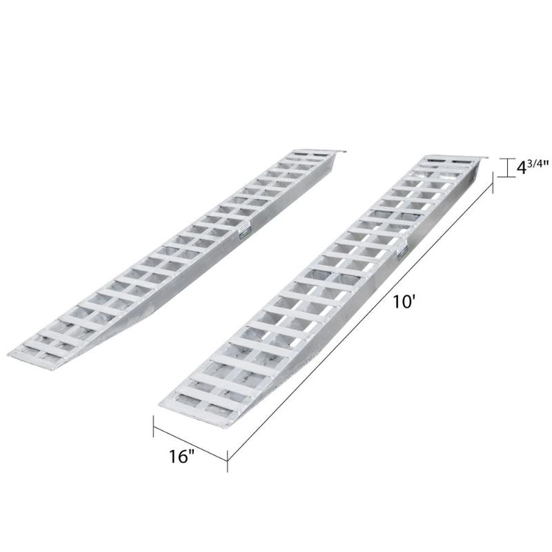 HD Ramps aluminum plate-end car trailer ramps clearly shown with measurement dimensions.