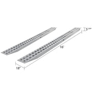 HD Ramps aluminum plate-end car trailer ramps clearly shown with measurement dimensions.
