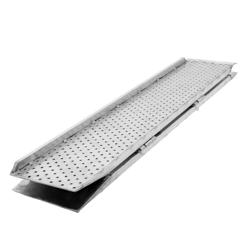 HD Ramps aluminum scissor lift ramp is shown folded into a compact design for easy transport and storage.