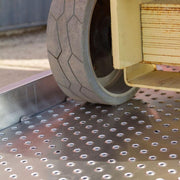 HD Ramps aluminum scissor lift ramp shows the innovative punch plate surface for maximum traction.