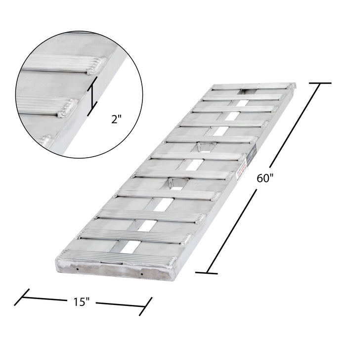 HD Ramps Car Trailer Ramp - 5'Lx15''W - Hook End - Rung Plate - Stub Foot - 5000 lbs Capacity